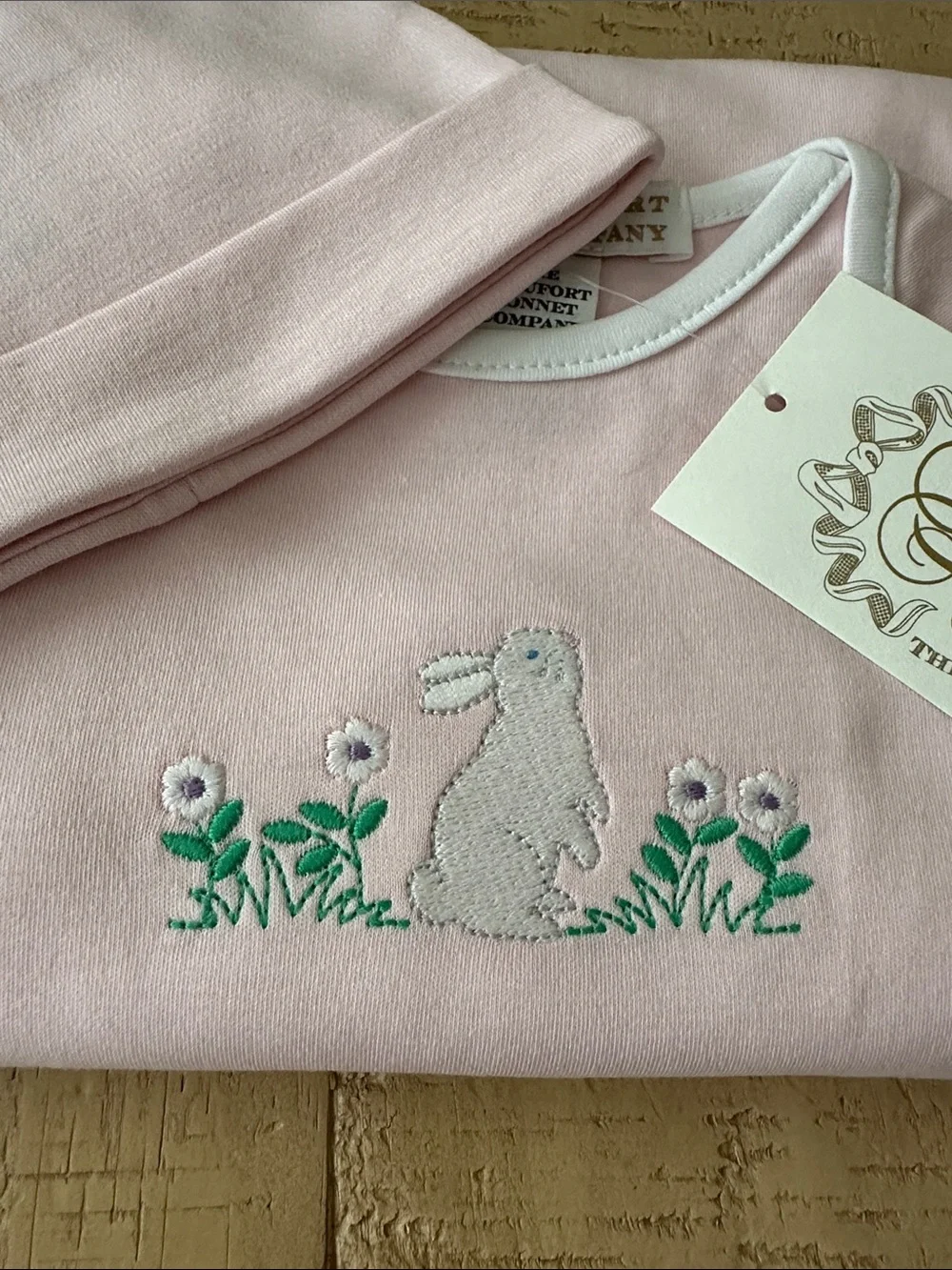 NWOT TBBC Adorable Everyday Set - Palm Beach Pink with Bunny Embroidery, 0-3M